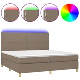  Krevet box spring s madracem LED smeđesivi 200x200 cm tkanina | shoptok.hr