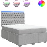  Krevet box spring s madracem svjetlosivi 140x200 cm od tkanine Slike