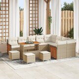 vidaXL 13-delni vrtni sofa set z blazinami Bež Poli ratan akacija | Shoptok.si