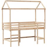  Krevet na kat s ljestvama i krovom 90x200 cm od borovine | shoptok.hr