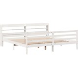 vidaXL Posteljni okvir z vzglavjem brez vzmetnice bel 200x200 cm | Shoptok.si