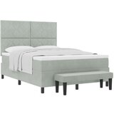 vidaXL Krevet s kutijom za opruge, madracem i klupom u svijetlosivoj boji 140x190 cm baršun | shoptok.hr