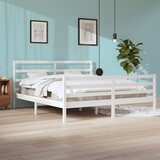 Maison Chic Posteljni okvir - Dvoposteljna postelja - Zakonska postelja bel iz borovine 200x200 cm-J3024, (21774089) | Shoptok.si