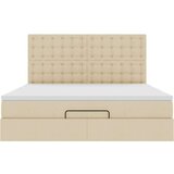 vidaXL Otomanski posteljni okvir z vzmetnico krem 180x200 cm blago | Shoptok.si