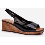 Sergio Leone Women's Patent Leather Wedge Sandals | Shoptok.si