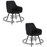  Okretna stolica NANA 360, crni baršun, crne metalne noge, set 2 kom | shoptok.hr