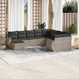  10-dijelni set vrtnih sofa poliratan s jastucima svijetlosivi | shoptok.hr