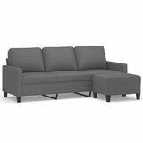 vidaXL Kavč trosed s stolčkom za noge temno siv 180 cm blago, (20910586) Cene
