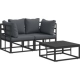 vidaXL Vrtna sedežna garnitura 3 pcs Črna 70 x 70 x 32 cm Aluminij | Shoptok.si