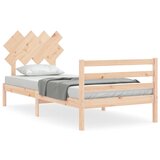 The Living Store Posteljni okvir z vzglavjem trden les - Posteljni Okvir, (21530628) | Shoptok.si