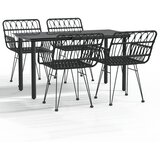  5-dijelni vrtni blagovaonski set od poliratana crni Crna Dužina stola 140 cm | shoptok.hr