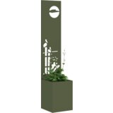 vidaXL Vrtno korito z dekorativno ploščo Olivno zelena 32 x 140 cm | Shoptok.si