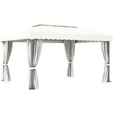  Sjenica sa zastorima i LED svjetlima 4 x 3 m krem bijela | shoptok.hr