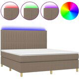  Box spring postelja z vzmetnico LED taupe 180x200 cm blago, (20846638) | Shoptok.si