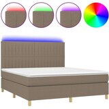  Box spring s madracem LED smeđesivi 180x200 cm tkanina | shoptok.hr