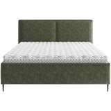 MID.YOU OBLAZINJENA POSTELJA 140 cm x 200 cm , les, tekstil, leseni material temno zelena | Shoptok.si