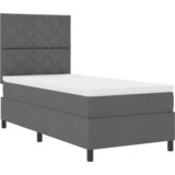 vidaXL Krevet sa oprugom s madracem i LED tamno siva 90x190 cm tkanina | shoptok.hr