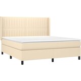  Krevet s oprugama i madracem krem 160x200 cm od tkanine | shoptok.hr
