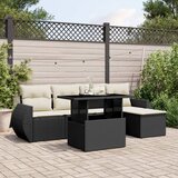 Maison Chic Seti vrtnega pohištva - Vrtna garnitura - Vrtni pohištvo set 6-delna z blazinami črna poli ratan, (21807070) | Shoptok.si