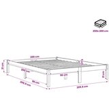  Okvir za krevet od masivne borovine crni 200 x 200 cm | shoptok.hr