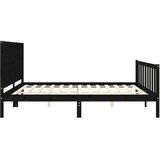  Okvir za krevet s uzglavljem crni 200 x 200 cm od masivnog drva | Eponuda.com