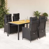  5-dijelni vrtni blagovaonski set s jastucima od poliratana crni | shoptok.hr