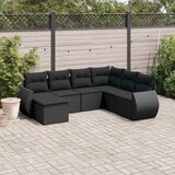  7-dijelni set vrtnih sofa od poliratana s jastucima crni | shoptok.hr