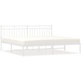  The Living Store Kovinski posteljni okvir z vzglavjem bel 193x203 cm - Posteljni Okvir, (21527911) | Shoptok.si