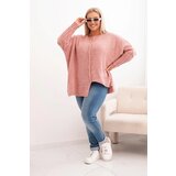 Kesi Włoski Women's Plus Size sweater with acrylic in a loose fit and 3/4 sleeve dark pink | shoptok.hr