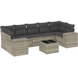 Maison Chic Seti vrtnega pohištva - Vrtna garnitura - Vrtni pohištvo set 8-delna z blazinami sv. siv poli ratan, (21799524) | Shoptok.si
