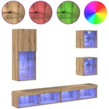 TV zidne jedinice s LED-om 5 pcs Umjetnički hrast Konstruirano drvo | shoptok.hr