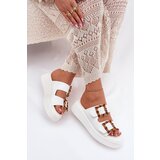 Boto Eco Leather Women's Platform Sandals With Buckles White Xanivia | Shoptok.si