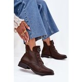 Boto Low Women's Ankle Boots On Flat Heel With Decorative Detail Lined Brown Cylira Cijene