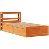 vidaXL Posteljni okvir z vzglavjem voščeno rjava 100x200 cm borovina, (21321728) | Shoptok.si
