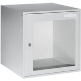 eurokraft basic Omarica kocka s ključavnico in okencem, VxŠxG 450 x 450 x 450 mm, okvir vrat svetlo siv RAL 7035 | Shoptok.si