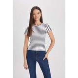 Defacto Fitted Crew Neck Striped Short Sleeve T-Shirt Cene