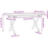  Stolić za kavu X-oblika 90x40x45 cm borovina i čelik | shoptok.hr