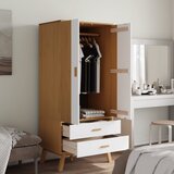  Ormar OLDEN bijelo-smeđi 76,5 x 53 x 172 cm od masivne borovine | shoptok.hr