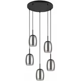 Trio Select Črna/srebrna viseča svetilka s steklenim senčnikom ø 48 cm Barret –