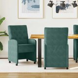 vidaXL Jedilni stoli s kolesi 2 pcs Temno zelena 58 x 67 x 97 cm Žamet | Shoptok.si
