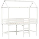  Krevet na kat s ljestvama i krovom bijeli 90x190 cm od borovine | shoptok.hr