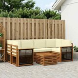  Set vanjskih sofa 7 kom. Prirodna i krem Čvrsto drvo akacije | shoptok.hr