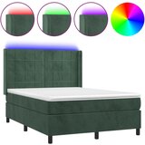  The Living Store Box spring postelja z vzmetnico LED tem. zelena 140x190cm žamet - Box Spring Postelja, (21455839) | Shoptok.si