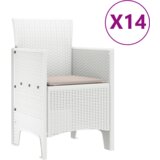  Komplet za jedilnico v vrtu 15 pcs Bela Polt rattan | Shoptok.si