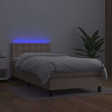  Krevet box spring madrac LED cappuccino 90x190cm umjetna koža | shoptok.hr