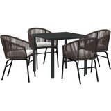 vidaXL 5-delni vrtni jedilni set Rjav poli ratan | Shoptok.si