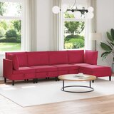  Set namještaja za dnevni boravak 5 pcs Vinska crvena Baršun | shoptok.hr