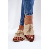 Zazoo 2659 Leather Women's Slippers Beige | Shoptok.si