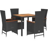 5-dijelni vrtni blagovaonski set s jastucima od poliratana crni Crna Dužina stola 90 cm | Shoptok.si