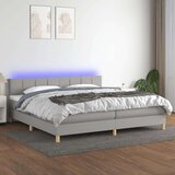  Box spring postelja z vzmetnico LED sv. siva 200x200 cm blago, (20789396) Cene